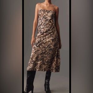 NWT! Anthropologie Neutral Snake Skin Midi Tank Dress XS Slip